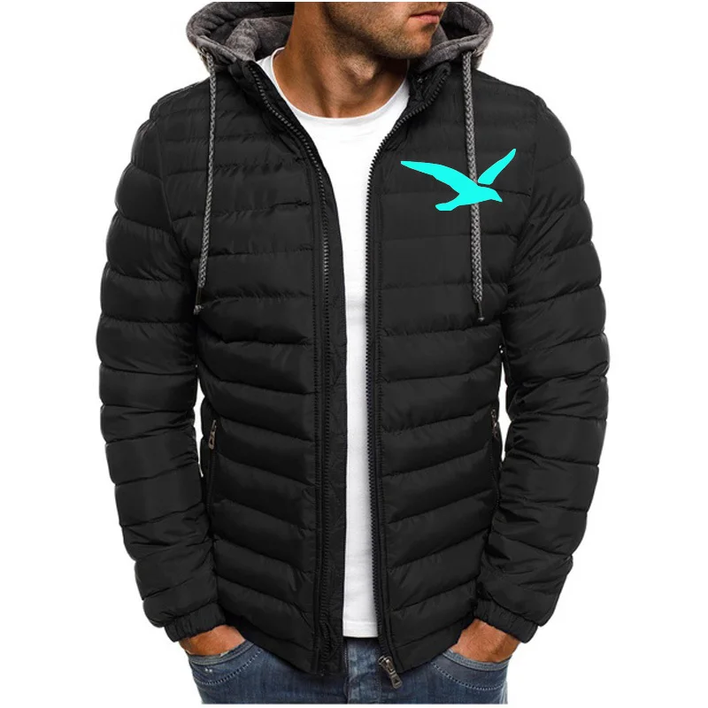 ZOGAA Men Winter Parkas Fashion Solid Hooded Cotton Coat Jacket Casual Warm Clothes Mens Overcoat Streetwear Puffer Jacket