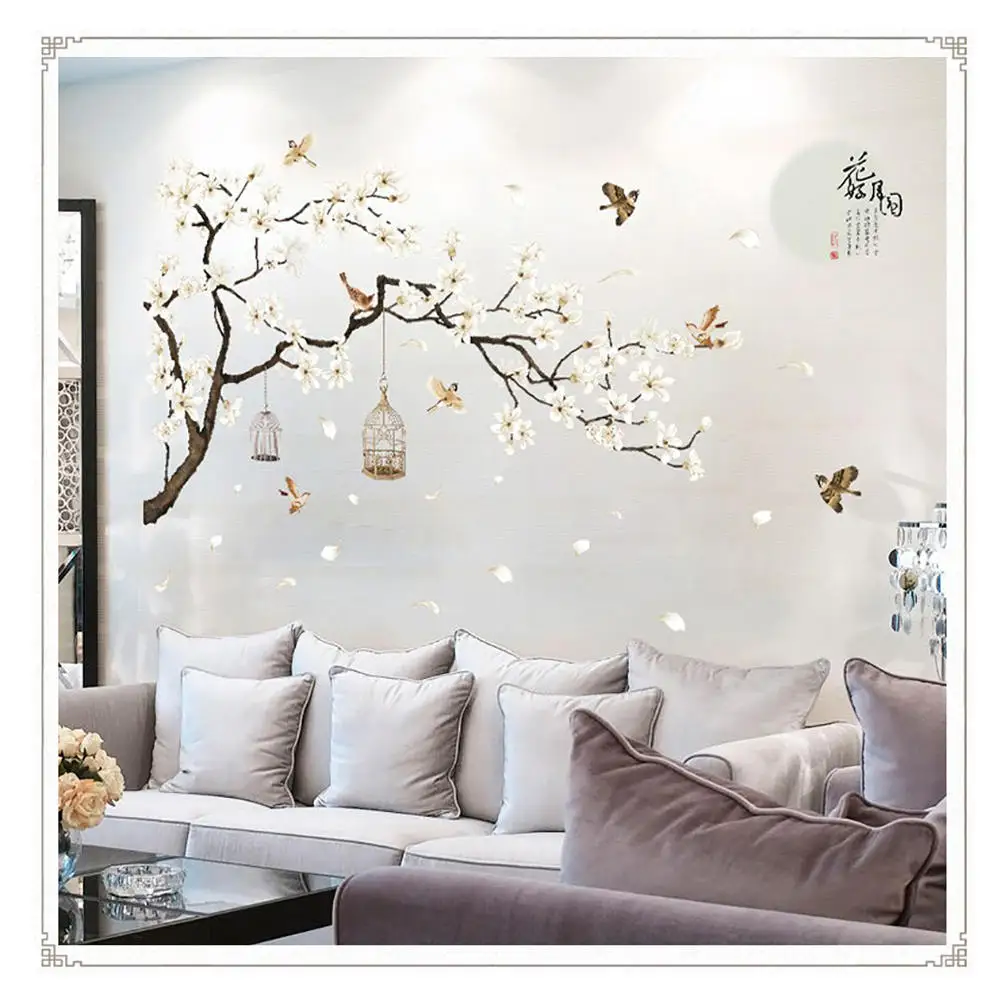 Наклейки на стену в виде дерева большого размера цветок птицы наклейки китайском
