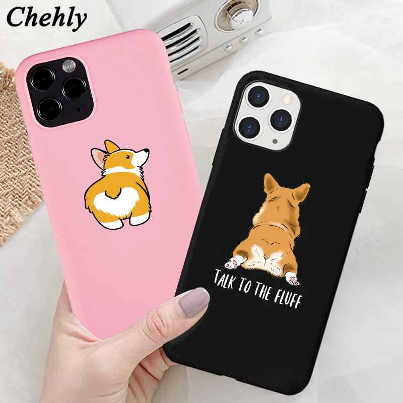 Милый чехол Corgi для телефона iPhone 6s 7 8 11 12 Mini Plus Pro X XS Max XR SE чехлы мягкие силиконовые
