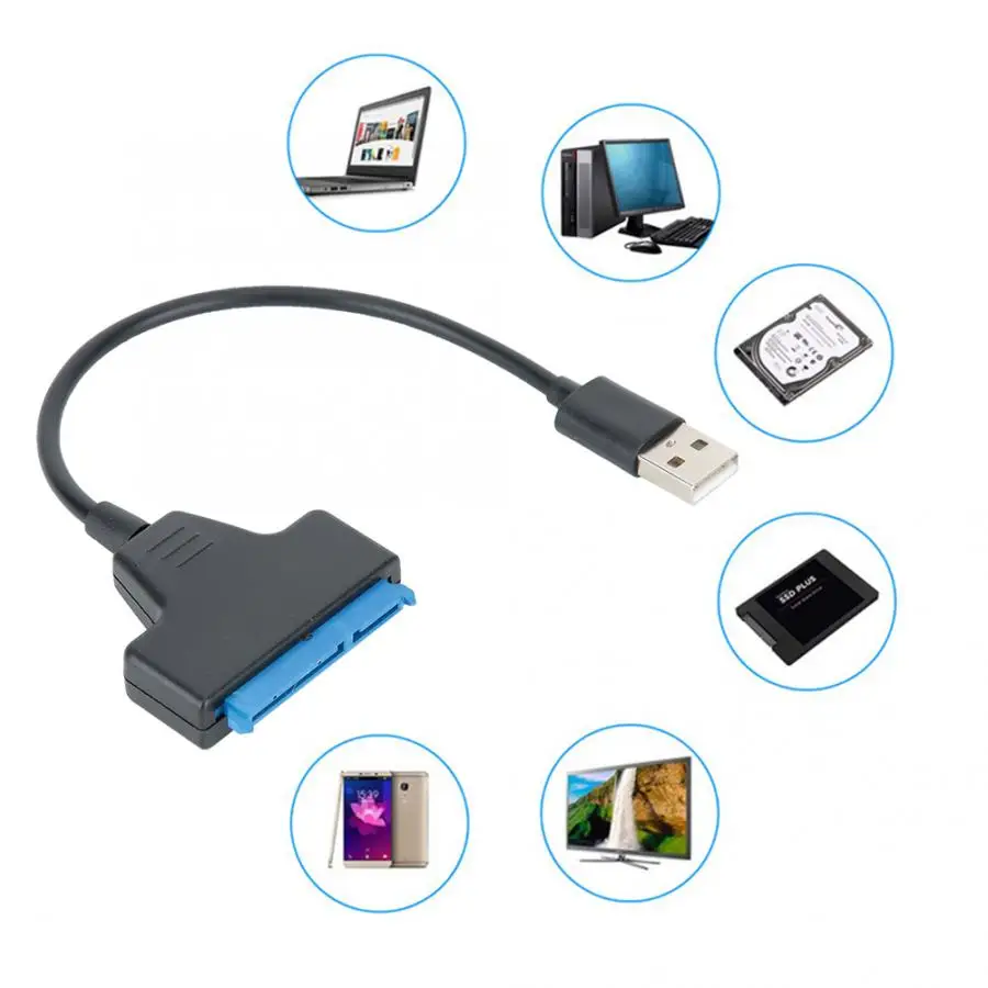 Adapter Converter Cable Black USB2.0 to 2.5in SATA/USB Interface Solid State Disk Accessories Computer |