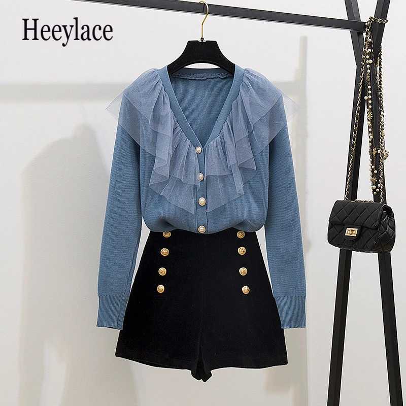 Трикотажные Лоскутные сетчатые однобортные женские осенне зимние модные