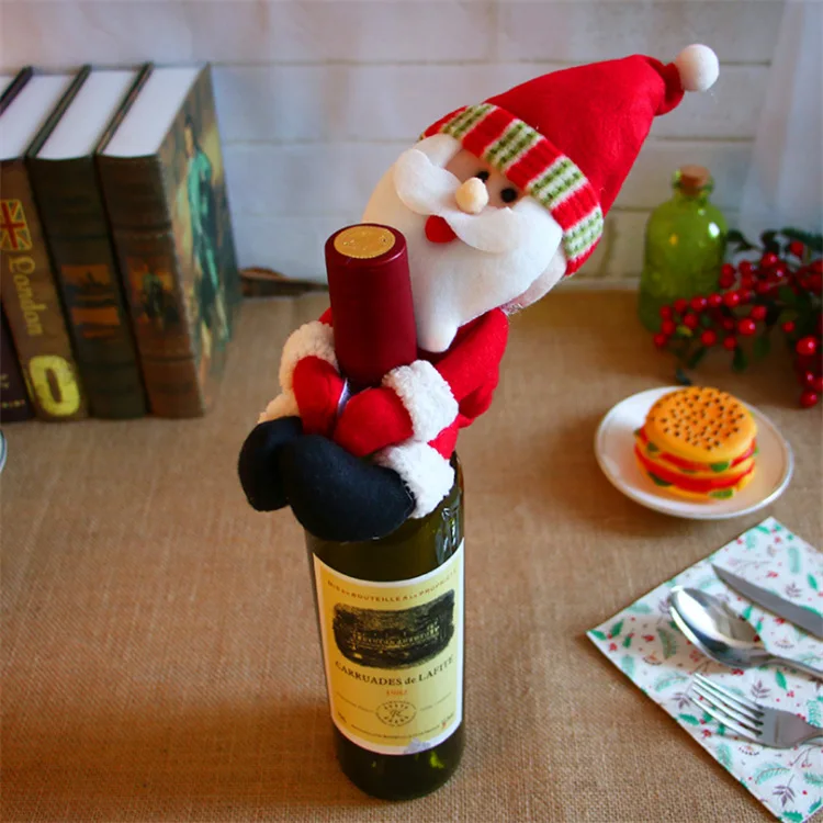 

Christmas Decorations Wine Bottle Holding Santa Claus Elf Wine Bottle Holding Hand Red Wine Hold Cover New Year Decoration
