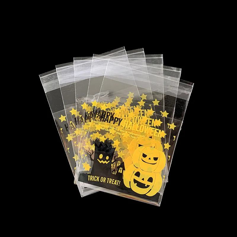 50/100pcs Cute Cartoon Candy Bags Halloween Biscuit Cookie Cake Party Decorating Plastic Bag Favors Birthday Pouch Supplies | Дом и сад