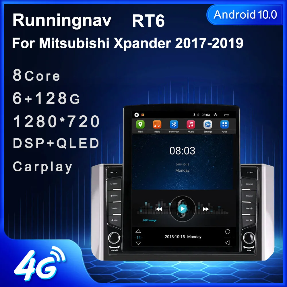 Автомобильная Мультимедийная система, экран 9,7 дюйма, Android 10,1, с GPS и RDS Навигатором, для Mitsubishi Xpander 2017 2018 2019 Tesla