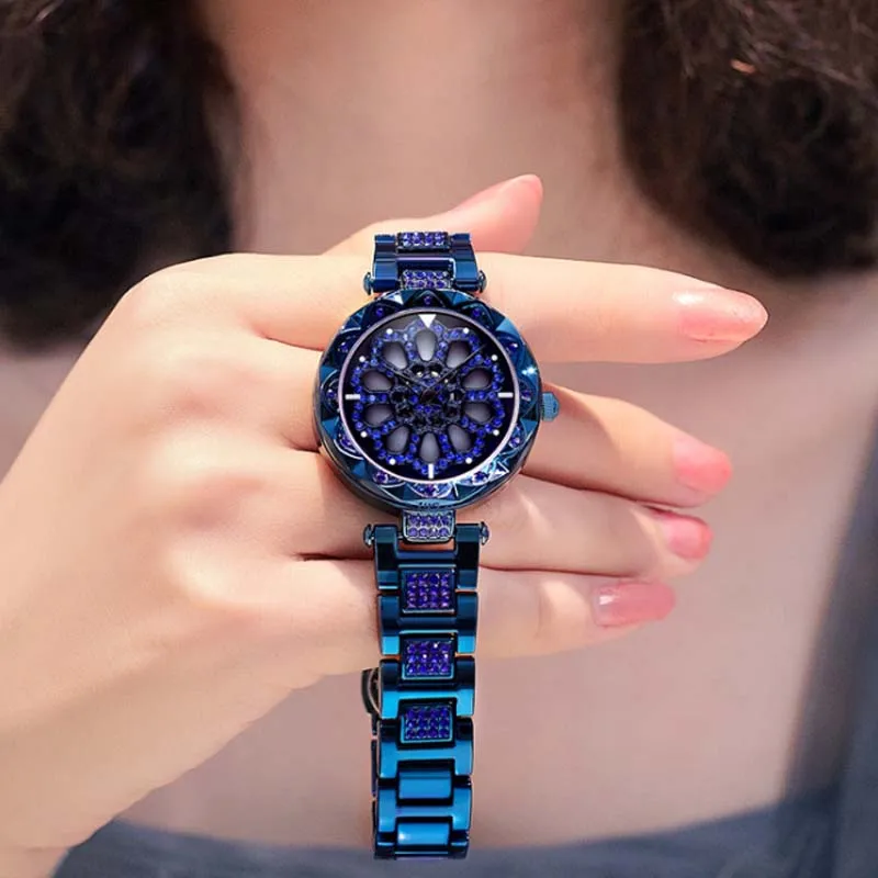 Часы Девушка звезда 360 градусов вращающиеся часы Женская Сеть Красный douyin Мода