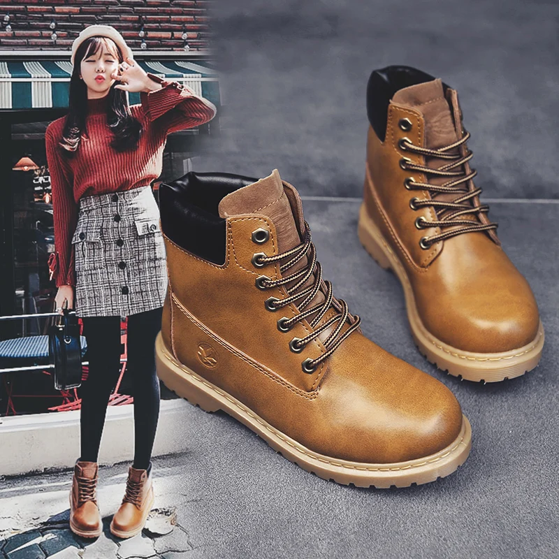 Женские кроссовки на платформе зимние теплые ботинки martin из искусственной кожи