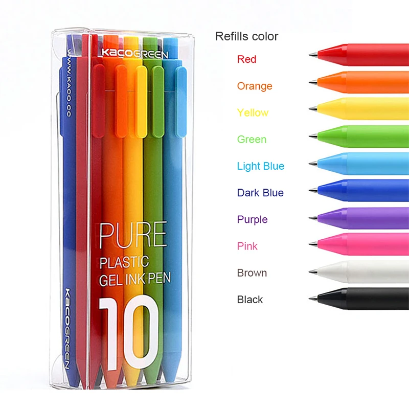10 colors pen Xiaomi Mijia KACO цветная ручка 12 цветов 0,5 мм запасной стержень ABS пластик длина записи 400 м от Xiaomi Mijia экологическая цепь - Цвет: 10 colors pen