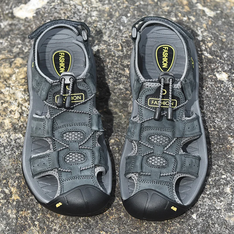 

2021 Breathable Genuine Leather Men Shoes Summer New Large Size Men's Sandals Men Sandals Fashion Sandals Slippers Big Size