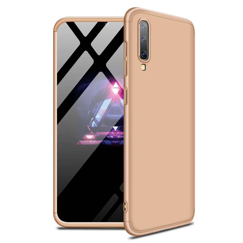 Золотой 360 Защита ПК чехол для samsung A50 чехол A80 A70 A50S A50 S 50 Роскошный чехол для задней части корпуса samsung Galaxy A50 чехол A30S A20 A10 - Цвет: Золотой