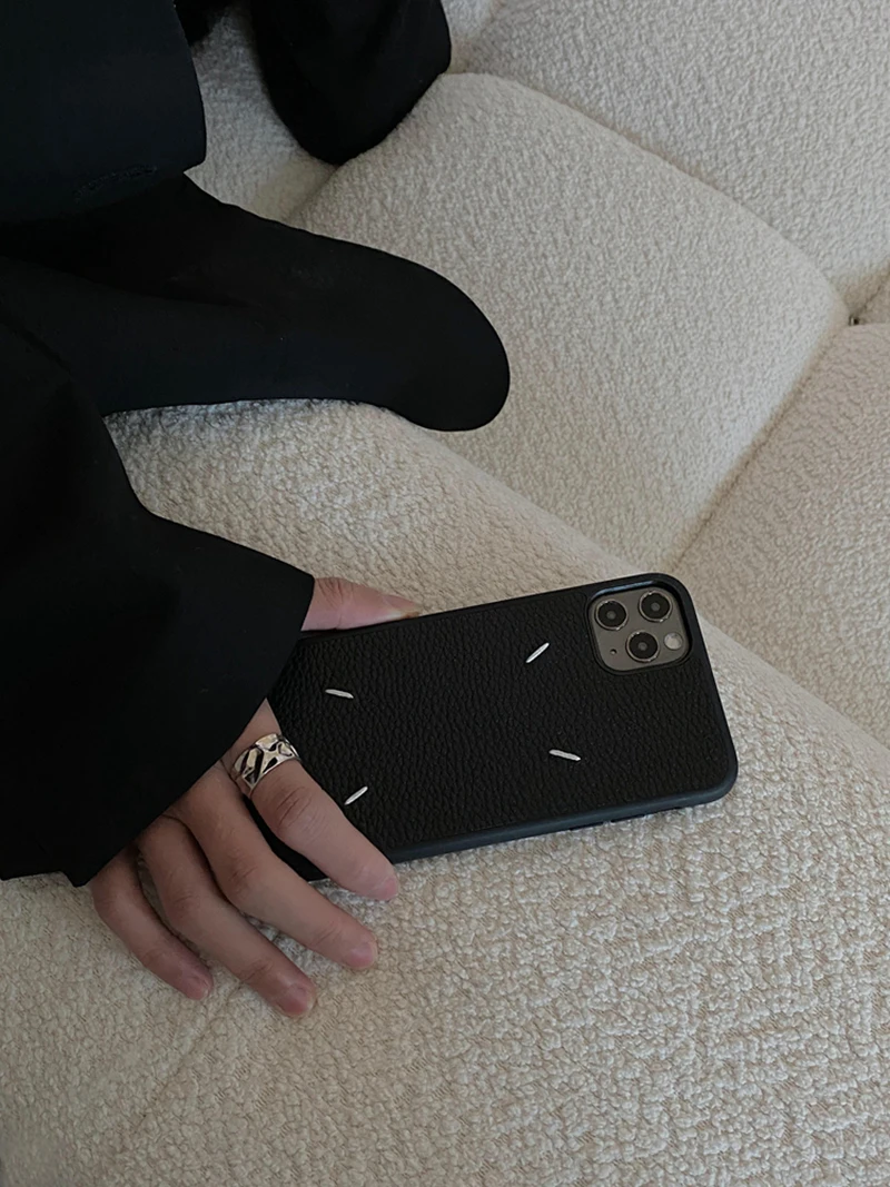 hot luxury brand embroidery lychee pattern soft leather phone case for apple iphone 12 11 pro max 7 8 plus x xs xr max cover free global shipping