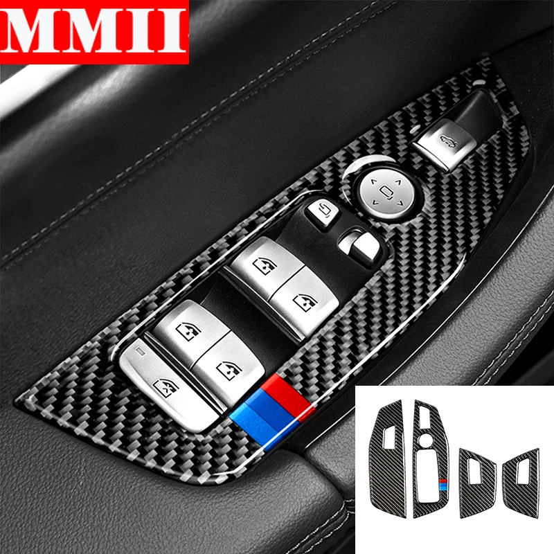 Car Interior Decoration Moulding M Performance Carbon Fiber Windows Control Panel Frame Trim Sticker For BMW G01 G08 G02 X3 X4