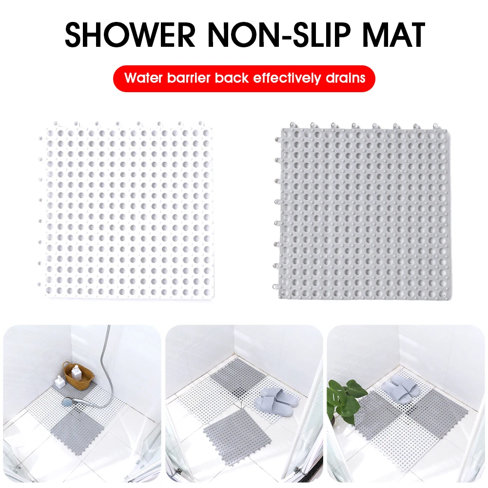 

6pcs/4PCS PVC splicing bathroom non-slip mat DIY bathtub bathroom kitchen non-slip mat with drainage hole massage floor tile