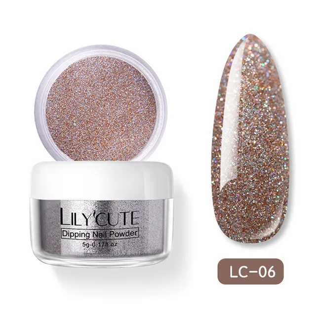 LC 06 LILYCUTE Dipping порошок для ногтей градиентный цвет ногтей Dip порошок для ногтей украшения для ногтей Блеск порошок погружение блестящие украшения - Цвет: LC 06