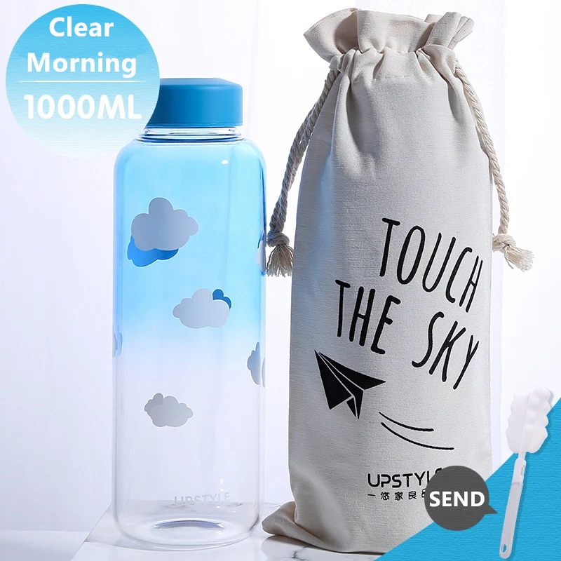Clear Morning 1000ml 1000 мл уплотнение КИТ стеклянная бутылка для воды с рукавом творческие спортивные бутылки кемпинг бутылка Тур посуда для напитков мои бутылки для воды - Цвет: Clear Morning 1000ml