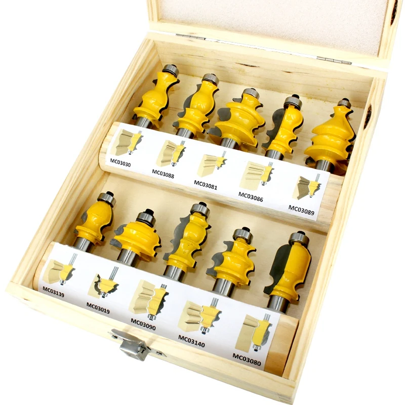 Горячая XD-10Pcs 12 мм хвостовик архитектурная Лепка фрезы Набор обсадная база ЧПУ