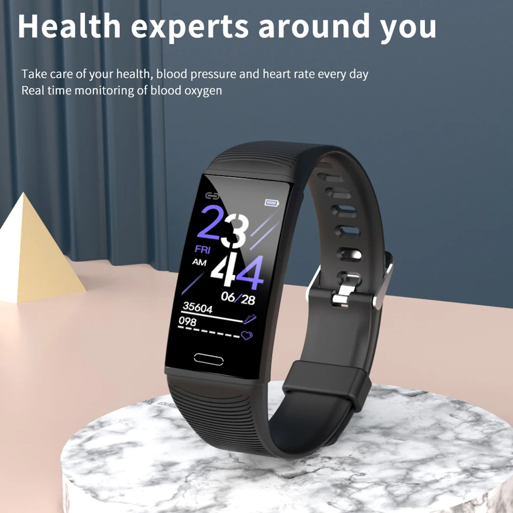 Смарт часы и фитнес браслет с Wristband Силикона крови Давление монитор трекер Bluetooth