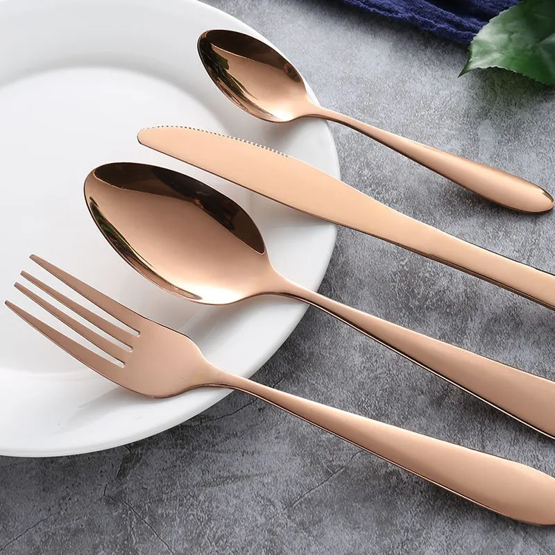 Розовое золото подставка для ножей и вилок из нержавеющей стали ложка Western