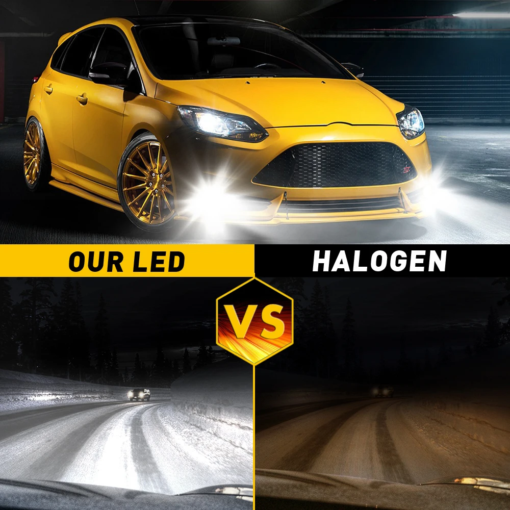 2 шт. Автомобильные светодиодные противотуманные фары H7 H4 H8 H9 H11 9005 HB3 9012 HIR2 для Ford