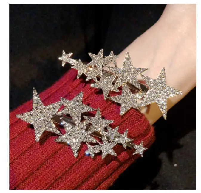 Заколка для волос полноразмерная с пятью острыми стразами| |