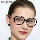 ZENOTTIC антибликовыми свойствами светильник компьютерные очки Для женщин Брендовая Дизайнерская обувь ацетата прекрасно сочетаются Он украшен круглыми синими светильник блокировки оптические очки для близорукости