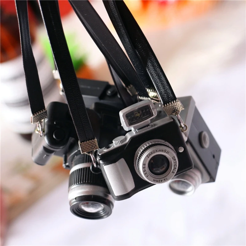 Mini c&aacute;mara para casa de mu&ntilde;ecas, modelo de accesorios de fotograf&iacute;a reci&eacute;n nacido, decoraciones para c&aacute;mara de juguete Retro en miniatura, 1/12-4