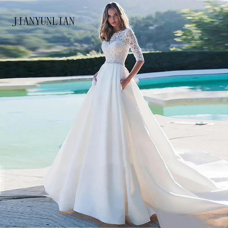 Новое свадебное платье принцессы с рукавом до локтя женское ТРАПЕЦИЕВИДНОЕ