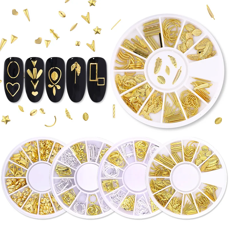 3D Золотой Серебряный ноготь шпильки подвески металлические заклепки Смешанные