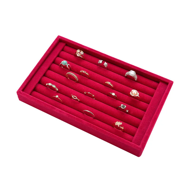 Portable Velvet Jewelry Ring Earring Insert Display Cufflinks Organizer Box Wooden Flat Stackable Tray Holder Storage Showcase | Украшения