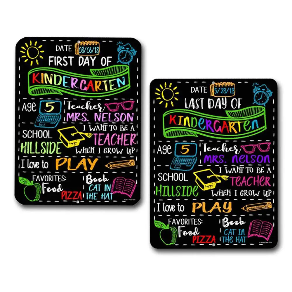 New Customizing metal sign poster First Day And Last of School 2pc Blackboard Style Props Signage interesting Decoration Q40 | Дом и сад