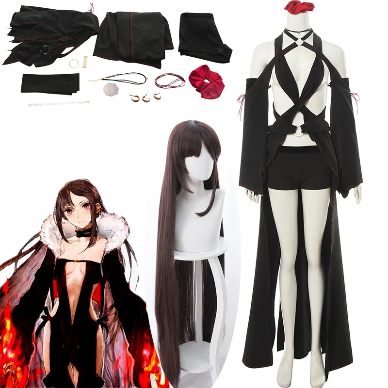 

Fate Grand Order Beauty Yu Косплей yuji парик костюм FGO Yu Ji Косплей черная униформа Косплей Костюм Хэллоуин одежда для женщин