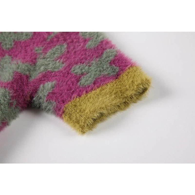 Укороченный пуловер с круглым вырезом или вязаные топы Женская плюшевая уличная