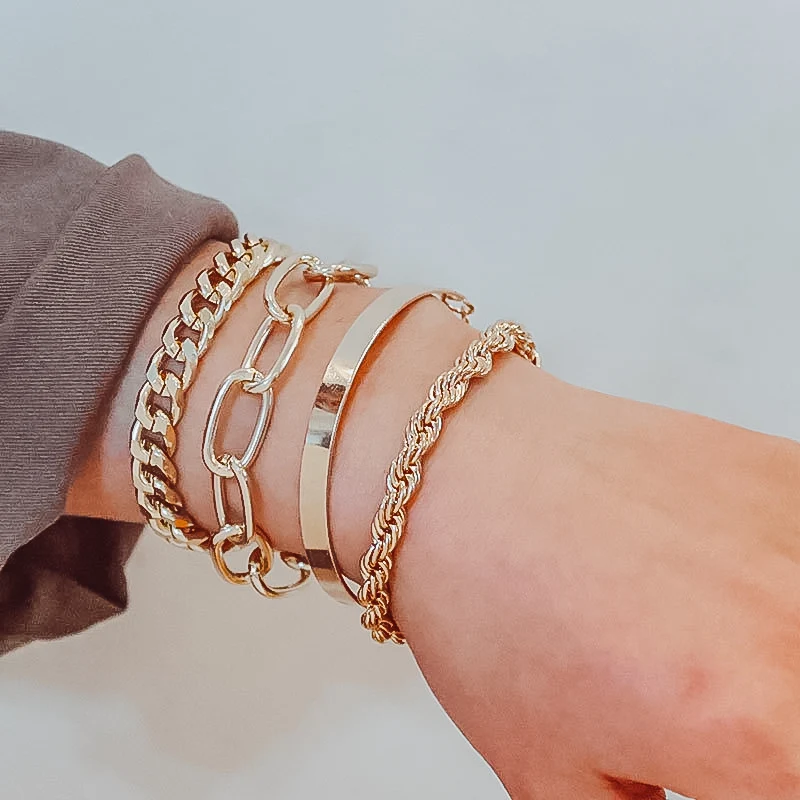 

New Fashion Bohemian Gold Chains Multilayer Bracelet for Women Punk Jewelry Bracelet 2021 Trend Lady Charm Women's Bracelet Gift