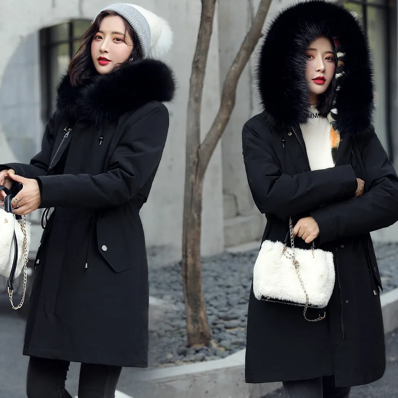 

2020 New Cotton Coat Three Wear Fashion Women's Padded Coats Winter Casual Jacket Mid-length Large Size Loose Thick Warm Parkas