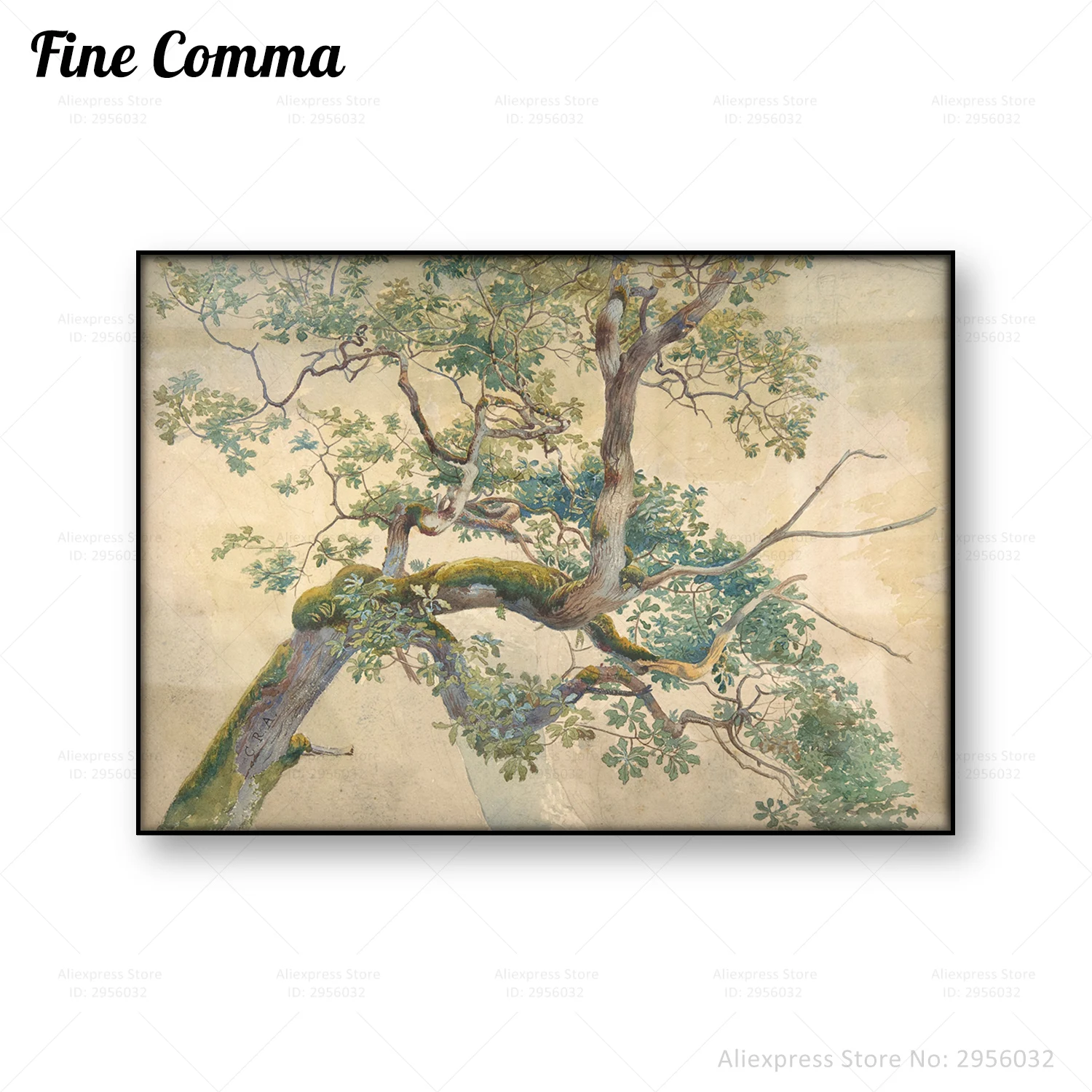 Античное дерево Художественная печать винтажные ветви дерева акварельная