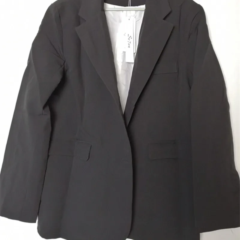 

Fashion Vintage Solid Loose Work Wear Tops Outerwear Female Jacket 2020 Elegant Black Single-breasted Women Blazer