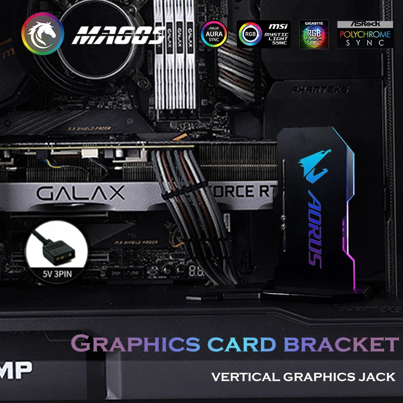 video card support rgb customized logo bracket gpu stand holder for graphics jack computer gamers personalise mod part free global shipping