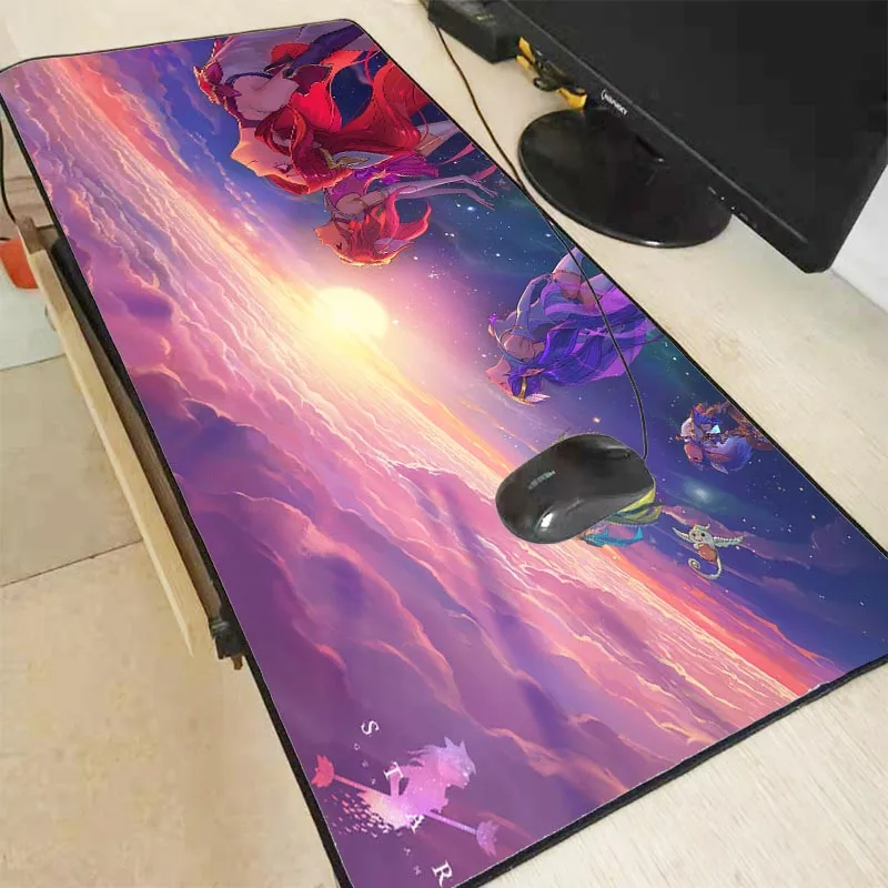 Большой игровой коврик для мыши XGZ League of Legends Girl с фиксирующимся краем Настольный