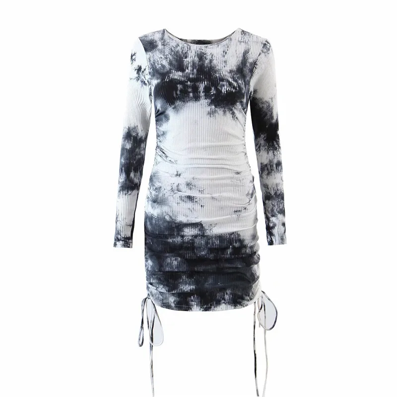 

Красивое женское осеннее модное вязаное хлопковое мини-платье с высокой талией, эластичное облегающее короткое платье с завязками, шикарно...