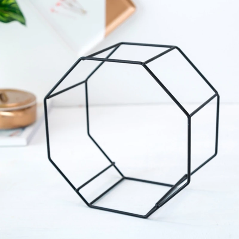 

Hanging Planter Pot Octagonal Geometric Succulent Plants Pot Decorative Wall Mounted Flower Pot Set with Metal Stand Holder