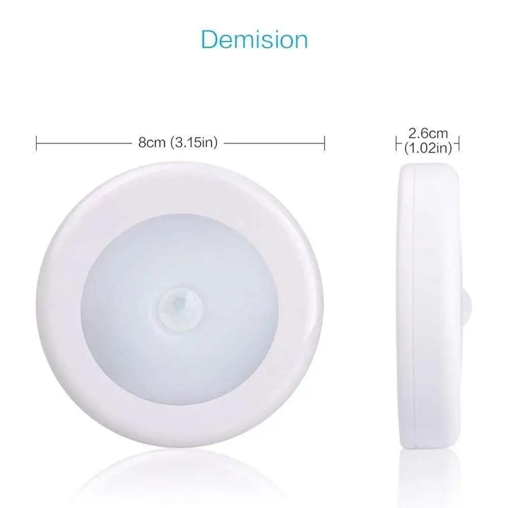 LED Auto Motion Sensor Night Light Wireless Battery Operated 6 LEDs Lamp For Closet Stairs Hallway Cabinet Room Lighting | Освещение