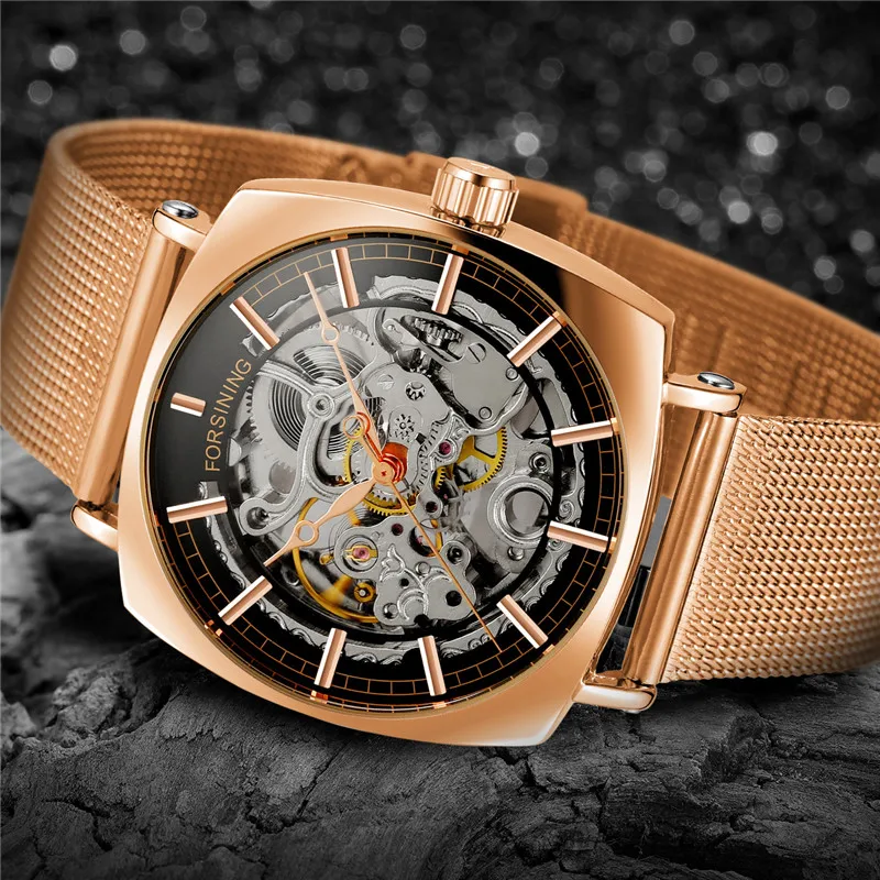 Часы-скелетоны FORSINING Мужские автоматические механические в стиле милитари