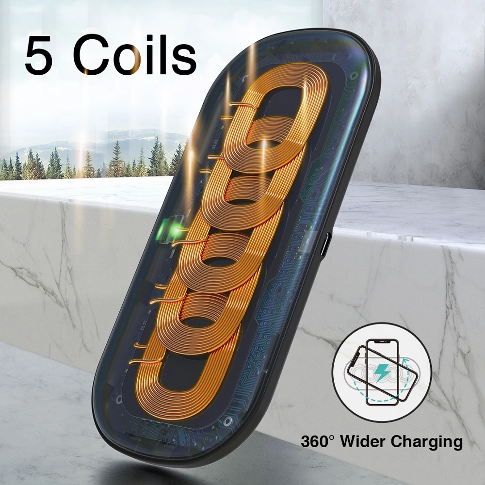 CHOETECH Wireless Charger 15W For iPhone X XS MAX XR Full load 5 Coil 2 in 1 Fast Qi for Airpods samsung Note 9 | Мобильные телефоны