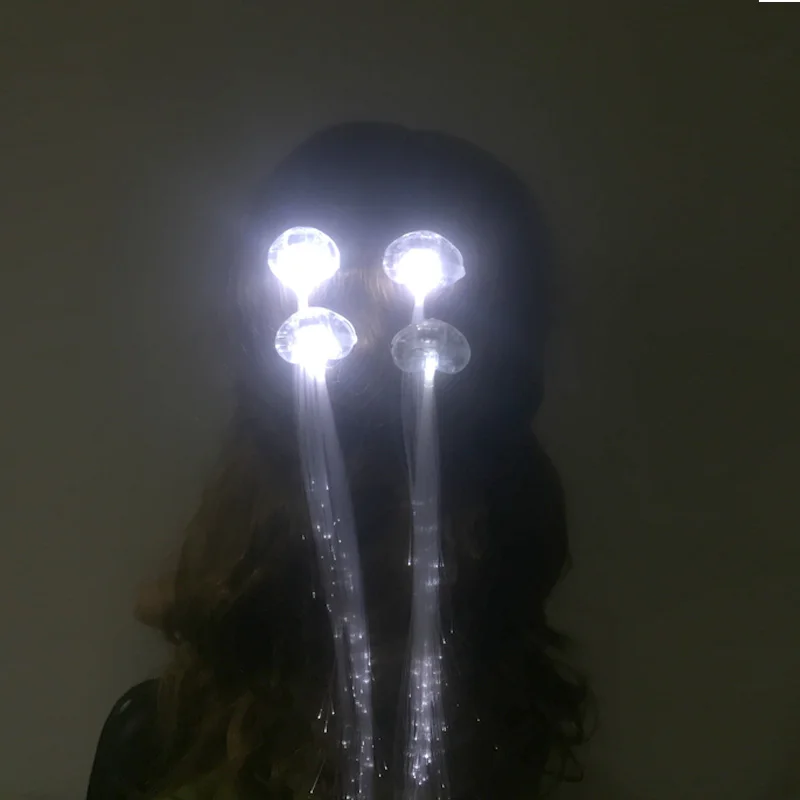 

100pcs Christmas LED white hair clip Braid Glow led Hair Fiber Extension Novelty Decor for Wedding Hair Birthday Party Decor