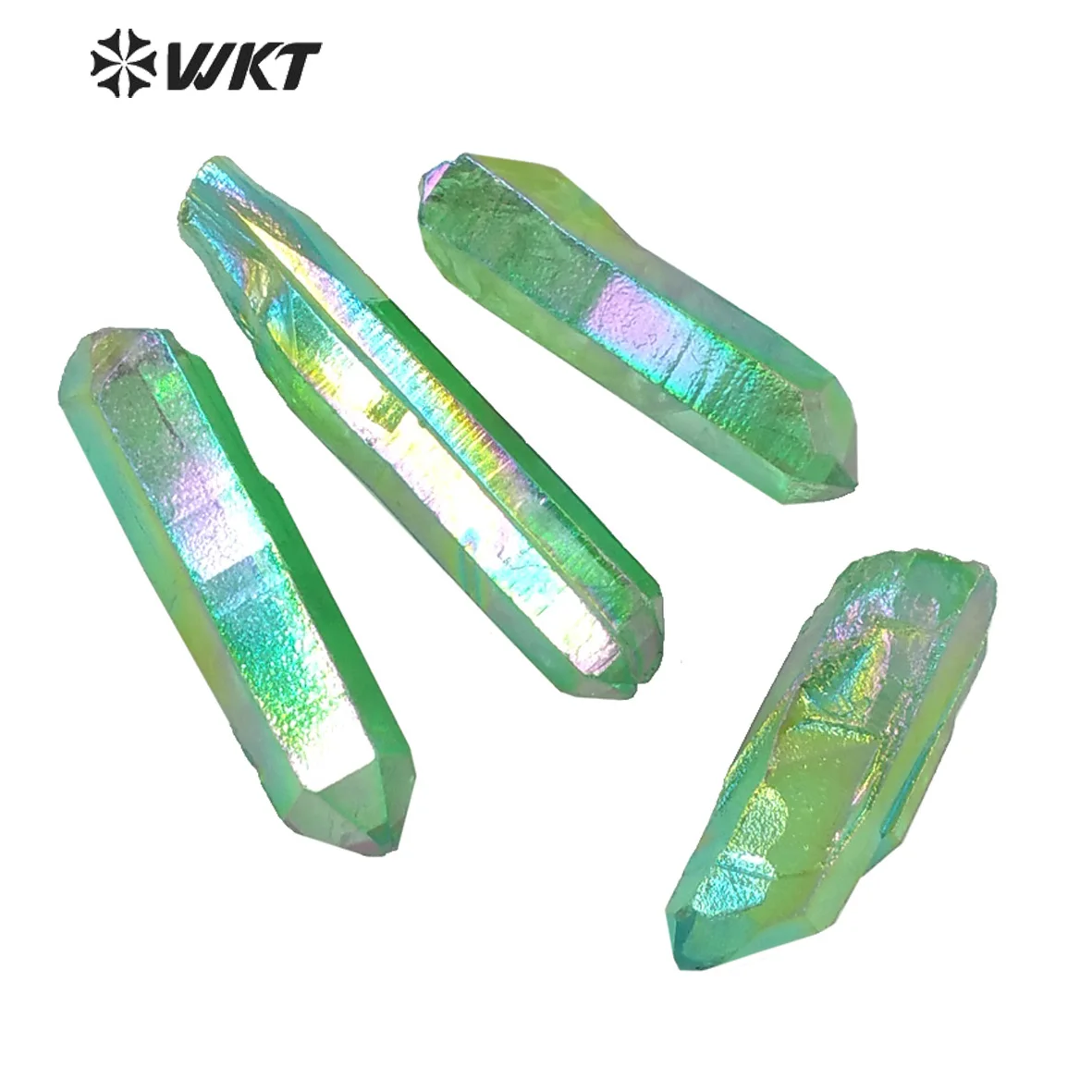 Искусственная зеленая кварцевая точка яблока ауры красивая НЕОБРАБОТАННАЯ из