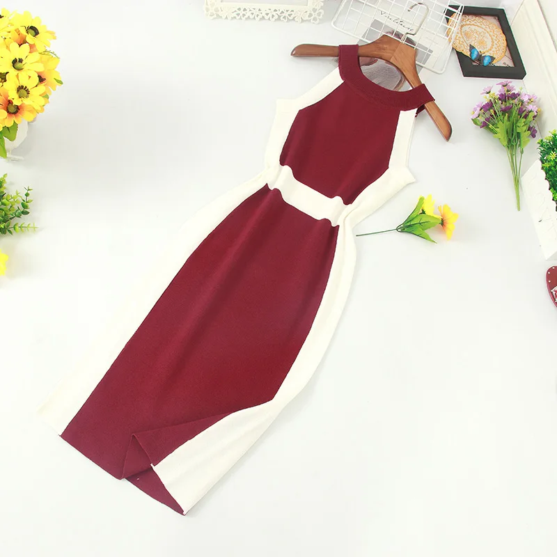 Женское винтажное стрейчевое облегающее летнее платье с высокой талией