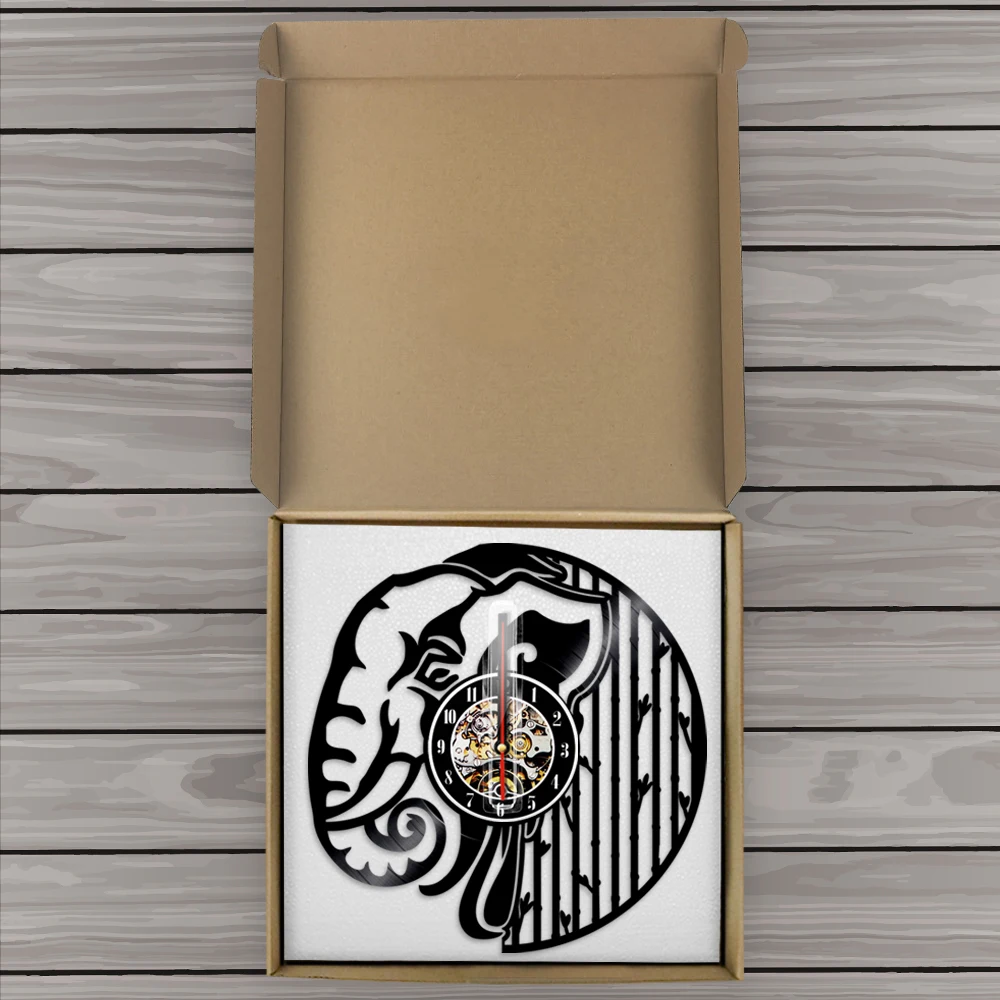 

Elephant Vinyl Record Wall Clock 12" Wild Animal Decoraitve 3D Art Watch Clocks Nursery Wall Art Decor Artwork Gift