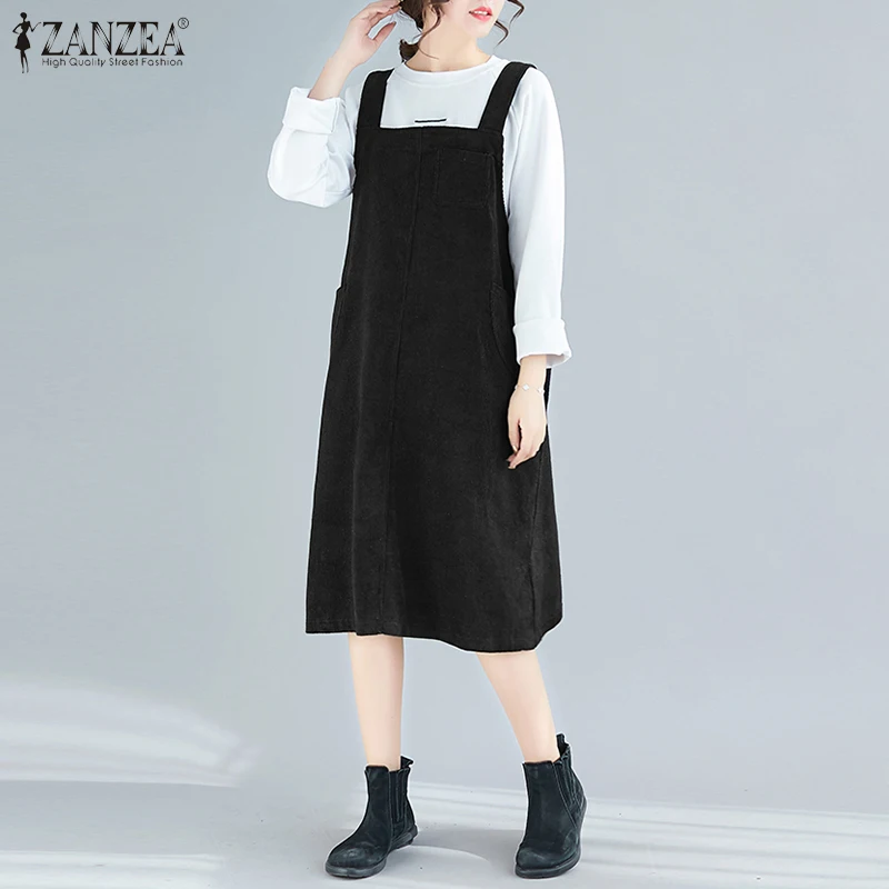 Женский вельветовый комбинезон на бретелях без рукавов | Женская одежда