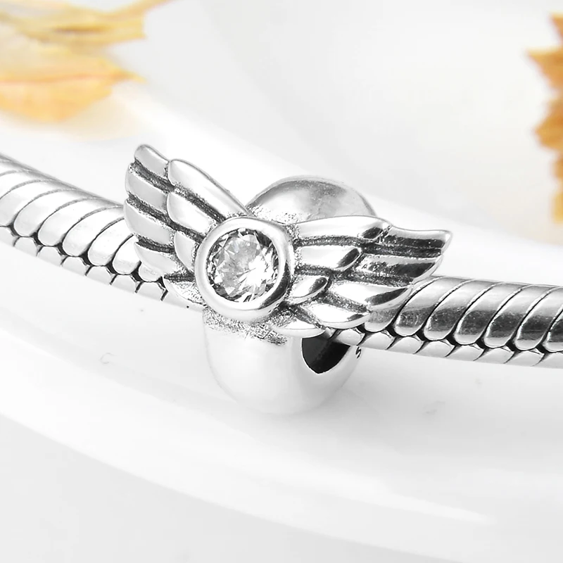 Новинка 925 пробы серебряные крылья ангела пробки бусины подходят к оригинальному