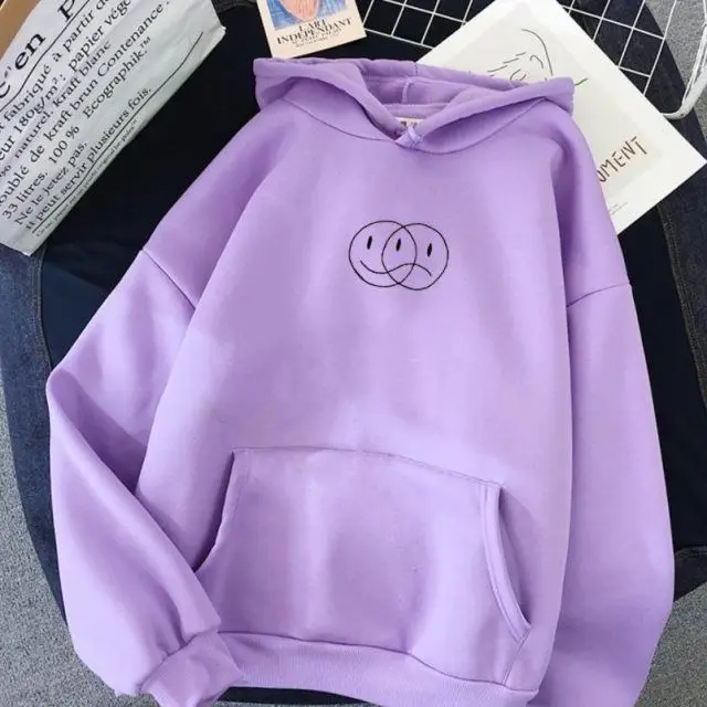 

Корейский уличный свитшот для мужчин и женщин, Повседневный пуловер в стиле хип-хоп, с длинным рукавом, с принтом улыбки грустного лица, спор...