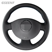 car steering wheel cover for renault kangoo 2008 scenic 2 2009 2003 megane 2 2008 2003 black hand stitched genuine leather